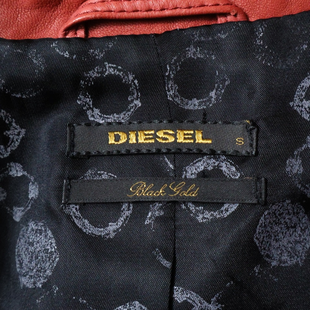 DIESEL(ディーゼル) マルチポケット シープスキン ライトレザージャケット レッド