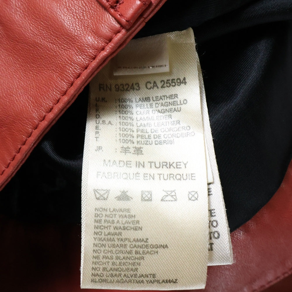 DIESEL(ディーゼル) マルチポケット シープスキン ライトレザージャケット レッド