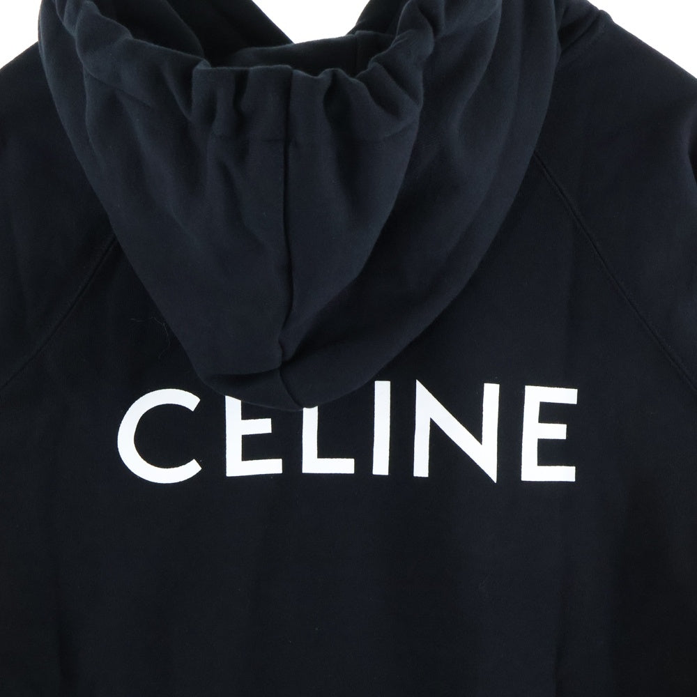 CELINE(セリーヌ) バックロゴプリント ラグラン スウェット プルオーバーパーカー ブラック 2Y005434E