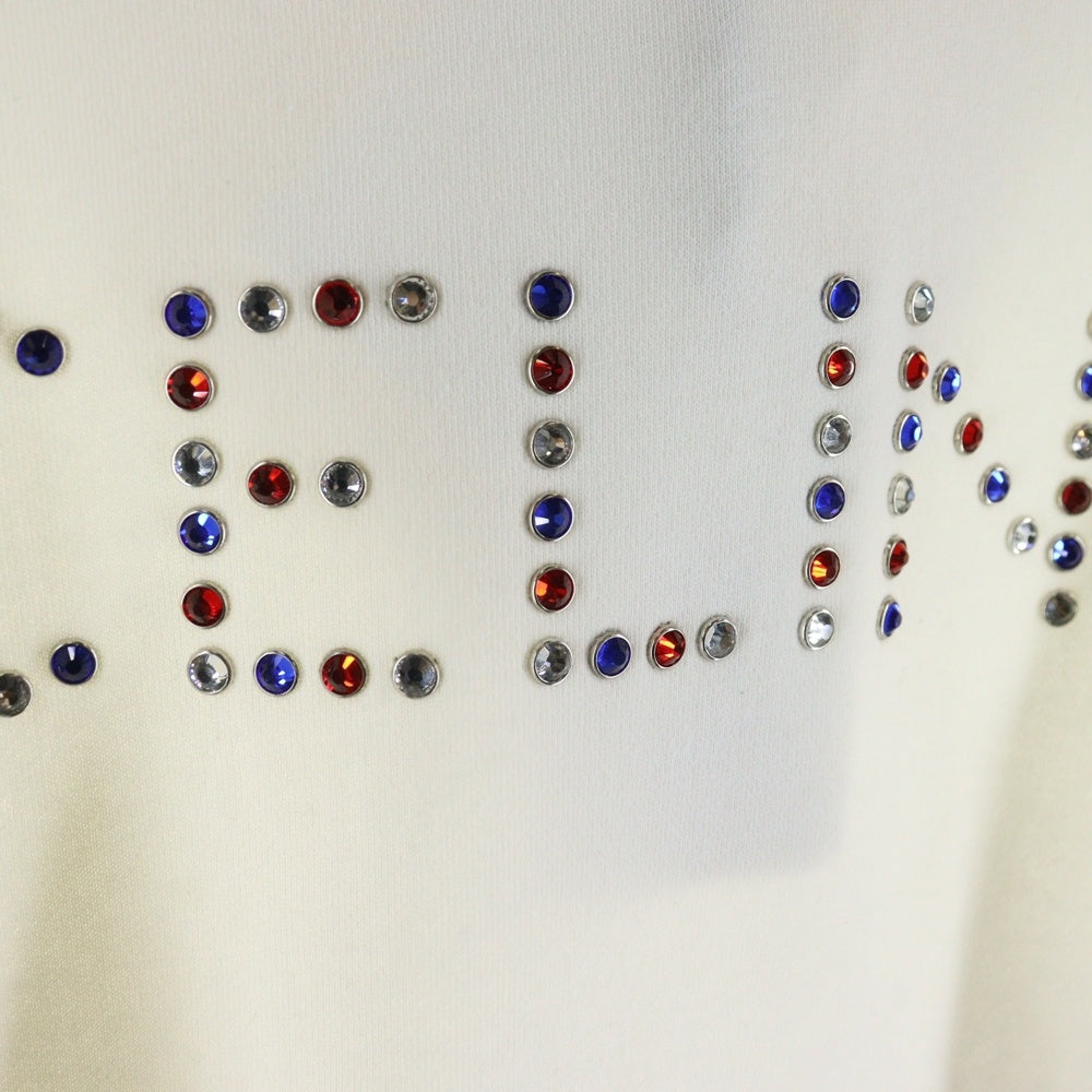 CELINE(セリーヌ) ラインストーンロゴ スウェット プルオーバーパーカー ホワイト 2Y89B670Q