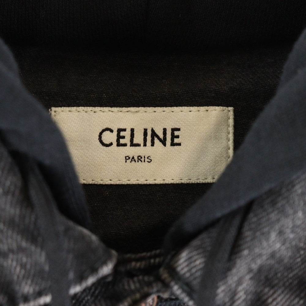 CELINE(セリーヌ) ロゴプリントフーディドッキング デニムトラッカージャケット ブラック 2Q472947F