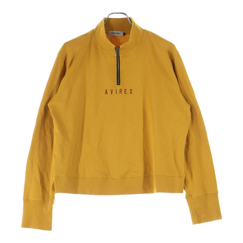 AVIREX(アヴィレックス) HALF ZIP SWEAT ロゴエンブロイダリー ハーフジップ プルオーバー スウェット パーカー レディース イエロー 1034221002