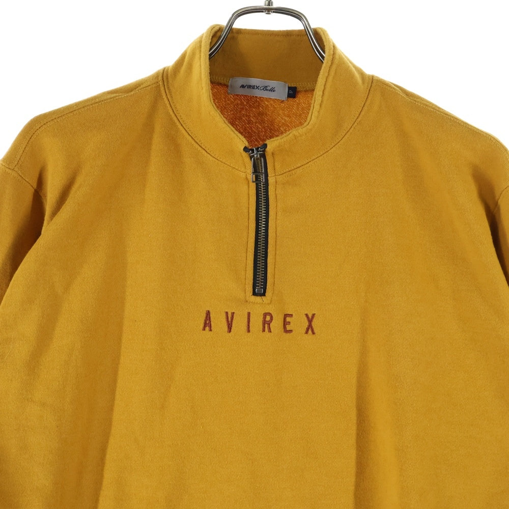 AVIREX(アヴィレックス) HALF ZIP SWEAT ロゴエンブロイダリー ハーフジップ プルオーバー スウェット パーカー レディース イエロー 1034221002