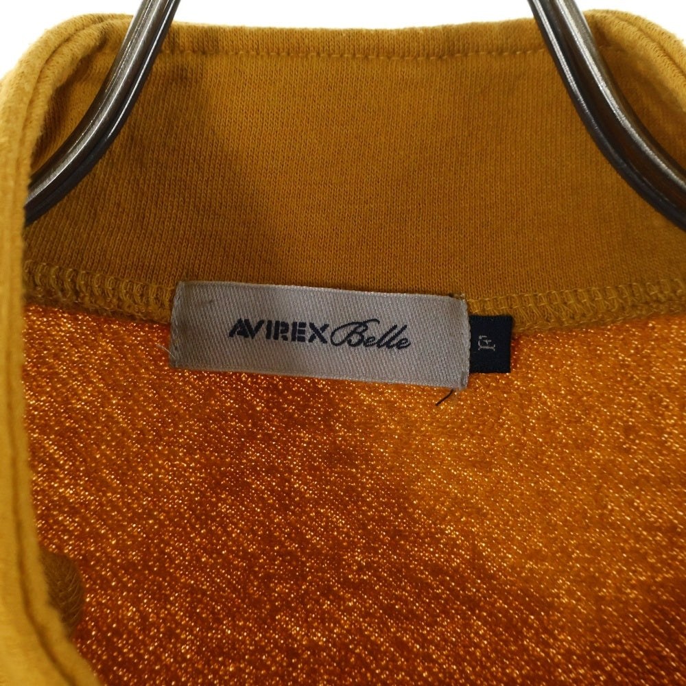 AVIREX(アヴィレックス) HALF ZIP SWEAT ロゴエンブロイダリー ハーフジップ プルオーバー スウェット パーカー レディース イエロー 1034221002