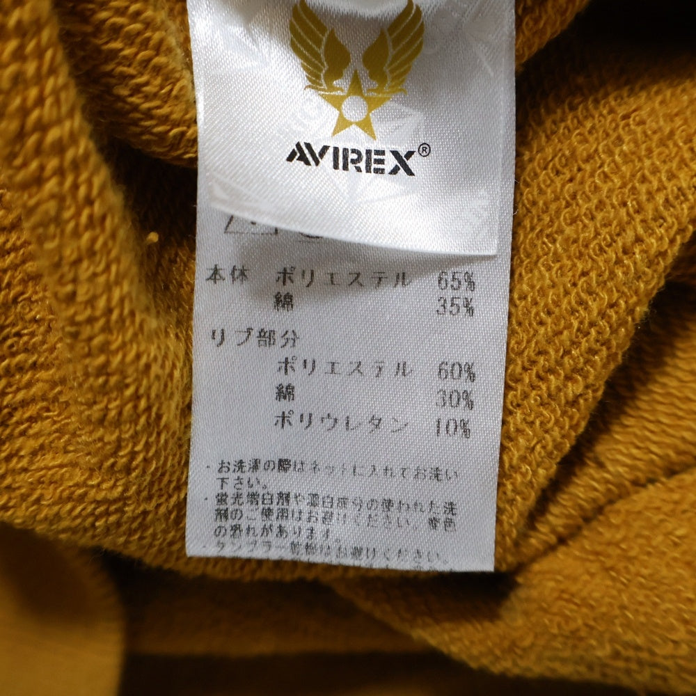 AVIREX(アヴィレックス) HALF ZIP SWEAT ロゴエンブロイダリー ハーフジップ プルオーバー スウェット パーカー レディース イエロー 1034221002