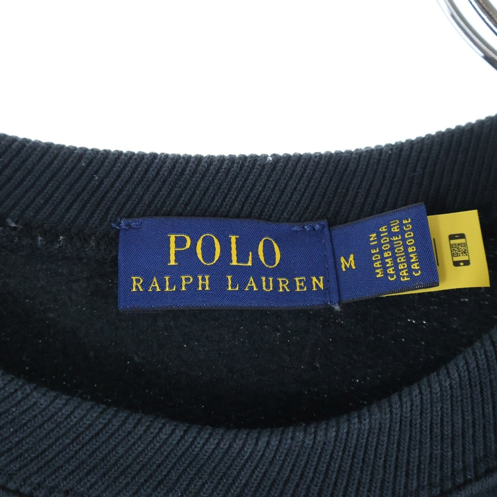 POLO RALPH LAUREN(ポロラルフローレン) トリプル ポニー ロゴエンブロイダリー クルーネック スウェット トレーナー レディース ブラック