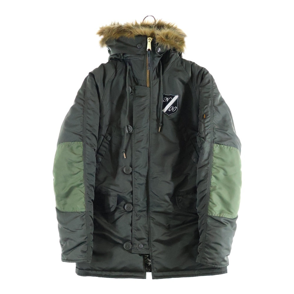 ALPHA INDUSTRIES(アルファ インダストリーズ) ×NUMBER (N)INE TYPE N-3B ナンバーナイン 裏地音符 フーデッド フライトジャケット カーキ 20094-9876