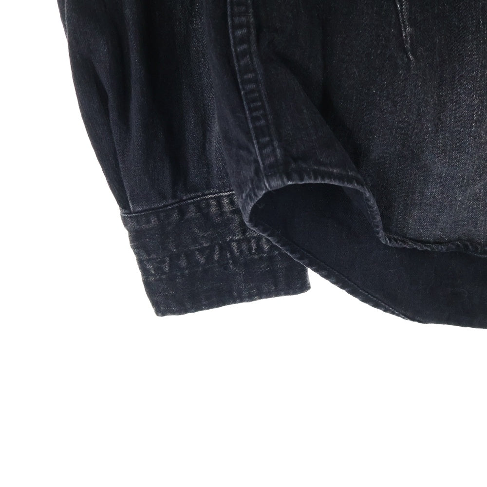 n(n) by NUMBER (N)INE(エヌエヌバイナンバーナイン) スター刺繍 フーデッド ウエスタンデニムシャツ ブラック BH3NNS002