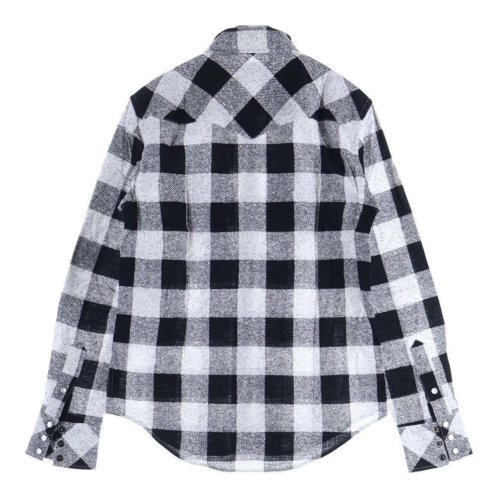 n(n) by NUMBER (N)INE(エヌエヌバイナンバーナイン) チェック柄 コットン 長袖ウエスタンシャツ ブラック/ホワイト