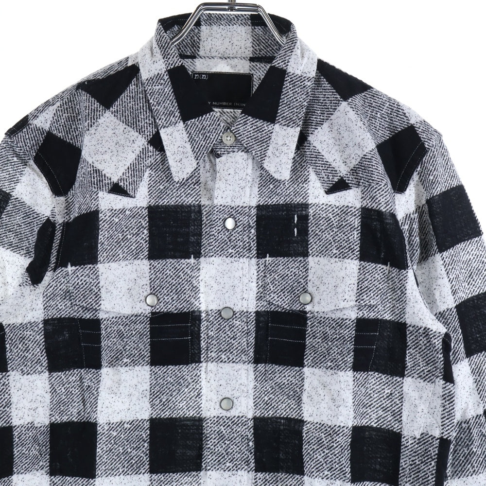 n(n) by NUMBER (N)INE(エヌエヌバイナンバーナイン) チェック柄 コットン 長袖ウエスタンシャツ ブラック/ホワイト