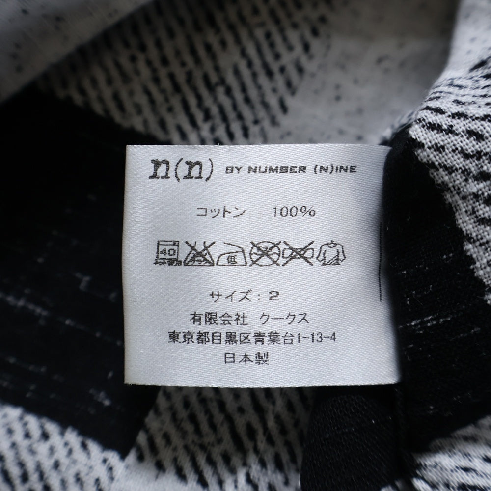 n(n) by NUMBER (N)INE(エヌエヌバイナンバーナイン) チェック柄 コットン 長袖ウエスタンシャツ ブラック/ホワイト