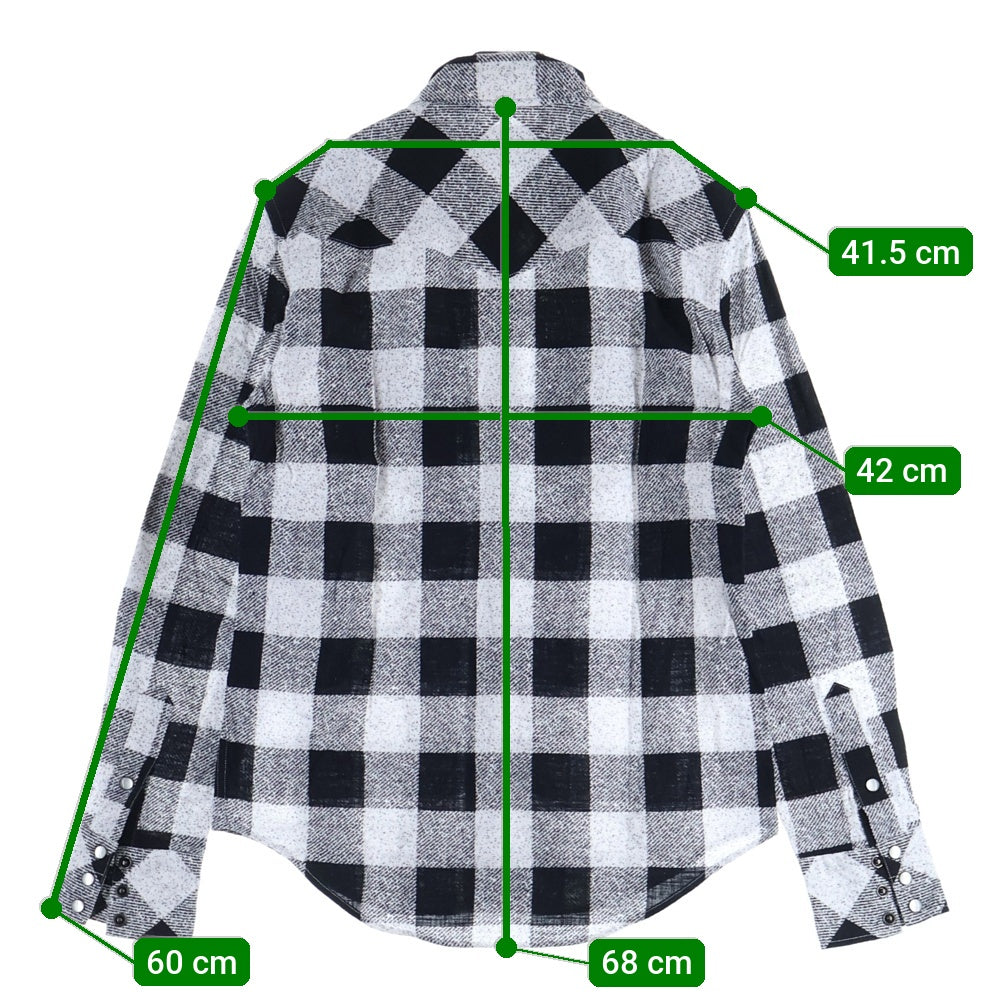 n(n) by NUMBER (N)INE(エヌエヌバイナンバーナイン) チェック柄 コットン 長袖ウエスタンシャツ ブラック/ホワイト