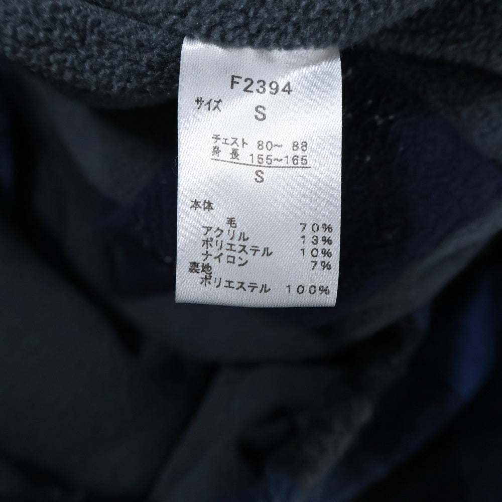 FRED PERRY(フレッドペリー) 裏フリース チェック柄 ウール フーデッドジャケット ブルー/ネイビー F2394