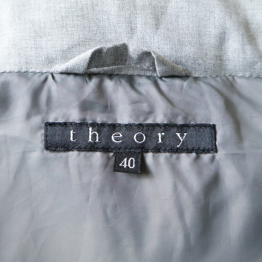 theory(セオリー) ボタンデザイン ナイロン ジップアップダウンベスト ジャケット グレー 02-1302001