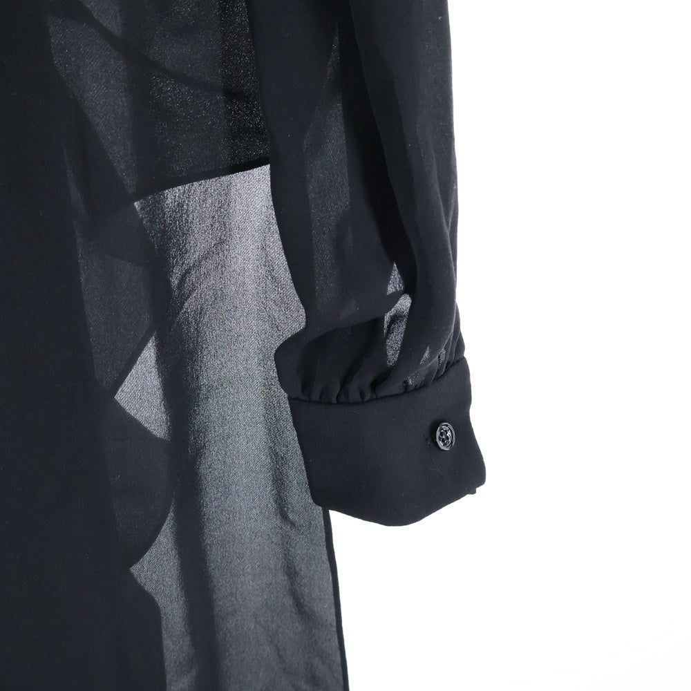 Chloe(クロエ) ノーカラー シアー ドレープ シルク ロングスリーブ 長袖シャツ トップス ブラウス レディース ブラック 11ARO30-11A003