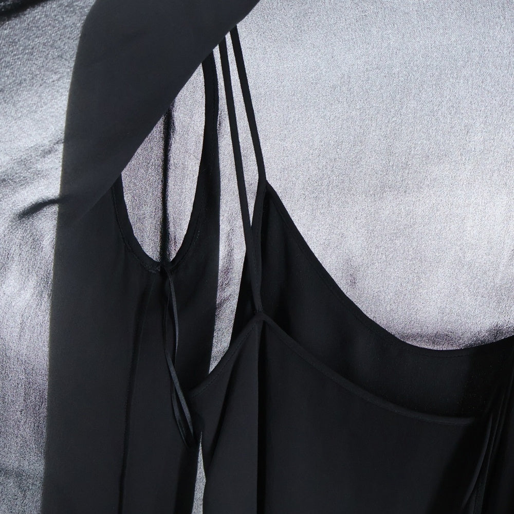 Chloe(クロエ) ノーカラー シアー ドレープ シルク ロングスリーブ 長袖シャツ トップス ブラウス レディース ブラック 11ARO30-11A003