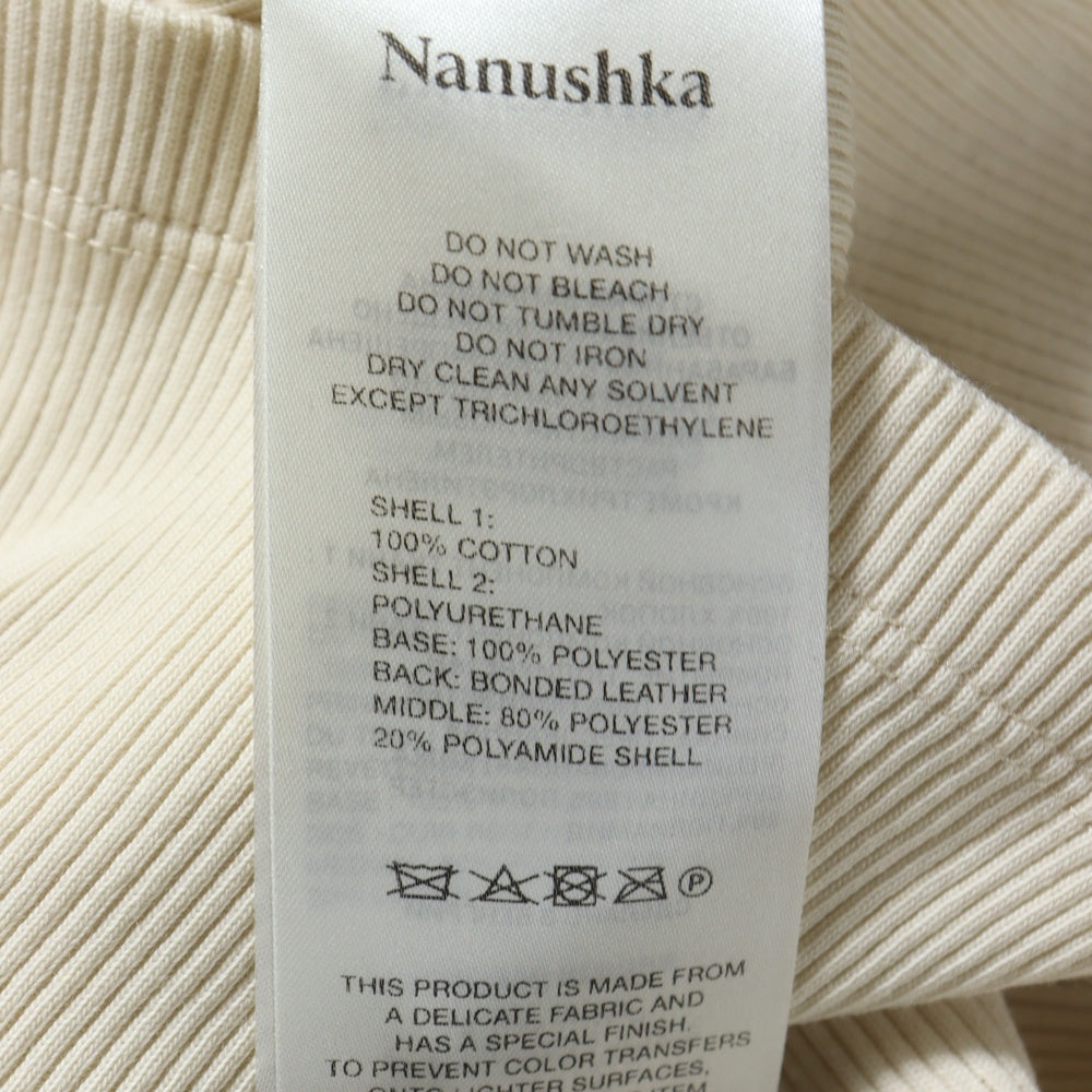 NO BRAND(ノーブランド) Nanushka ナヌシュカ 24SS フェイクレザーカラー リブニットシャツ アイボリー レディース NW24SSSH02171