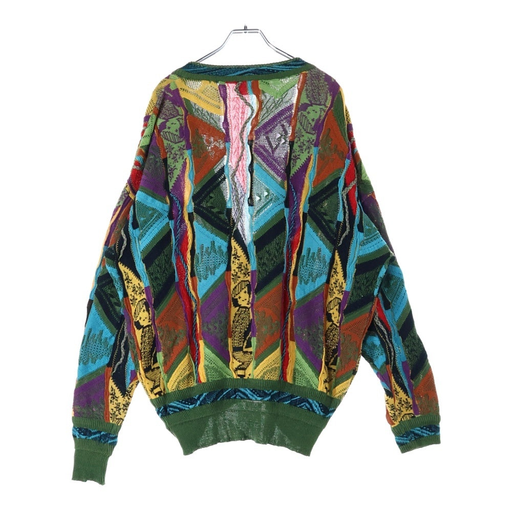 NO BRAND(ノーブランド) CARLO ALBERTO カルロアルベルト オーストラリア製 コットン3Dニット カーディガン マルチカラー