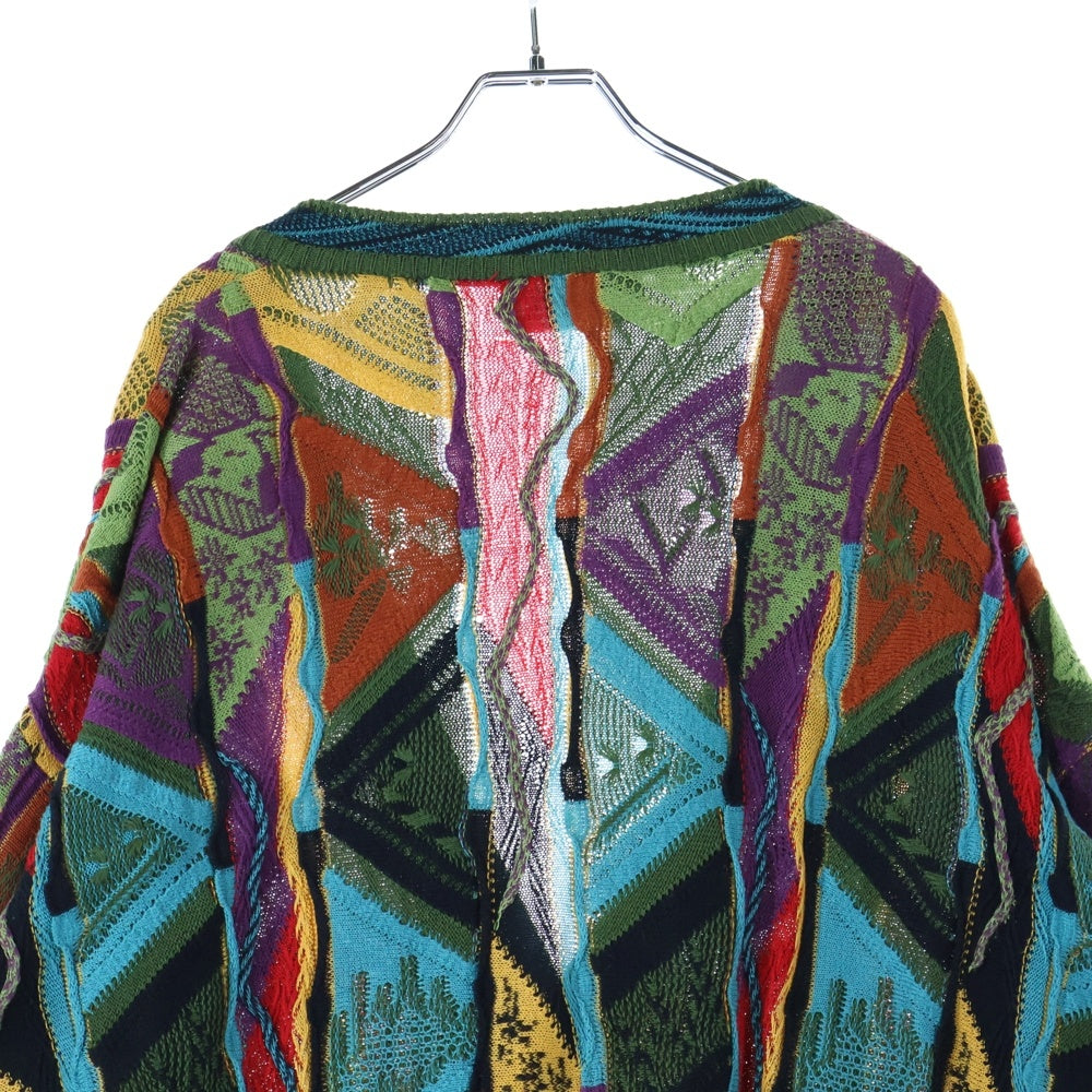 NO BRAND(ノーブランド) CARLO ALBERTO カルロアルベルト オーストラリア製 コットン3Dニット カーディガン マルチカラー