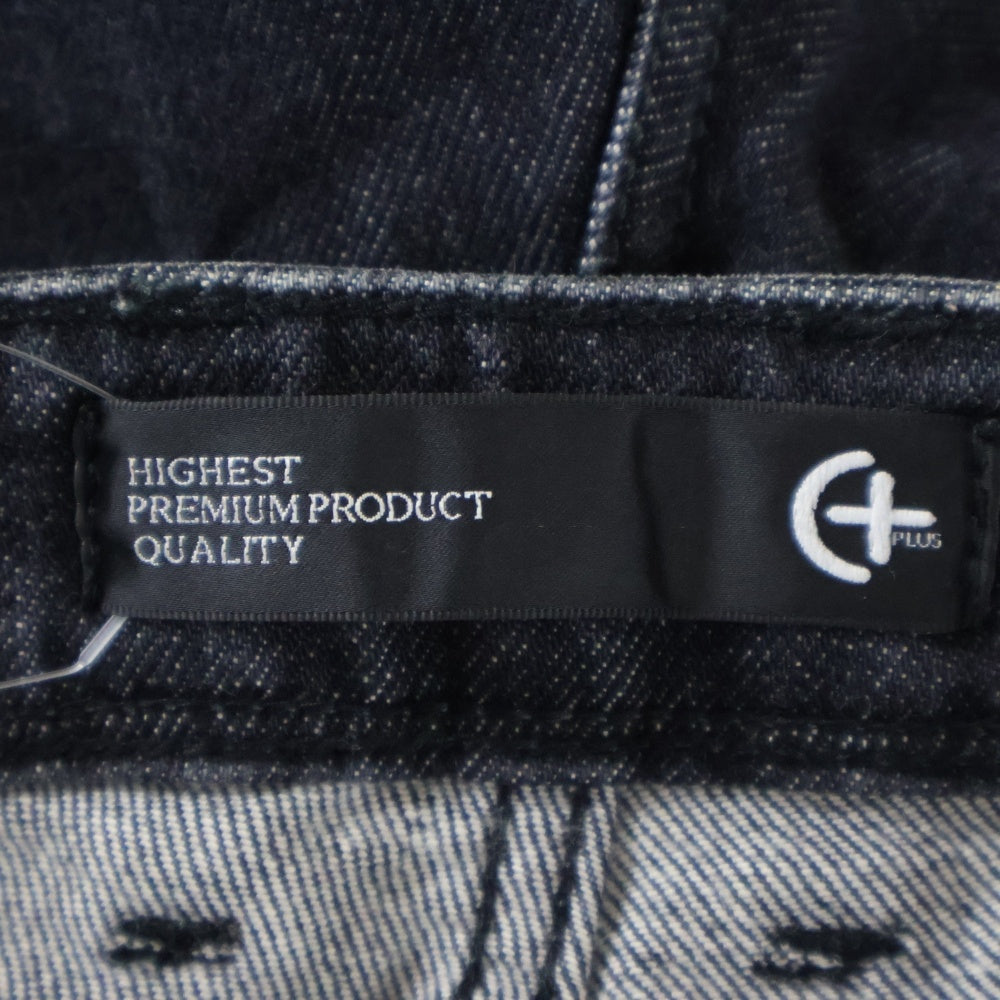 C+(シープラス) イタリア製 コットンストレッチ ボタンフライ デニムパンツ ブラック