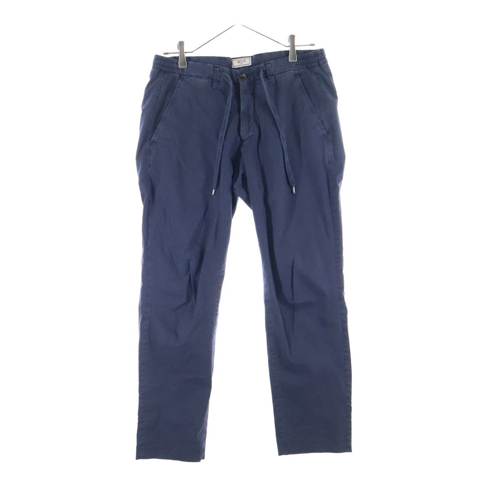 BRIGLIA(ブリリア) イタリア製 コットンストレッチ ノータック ストレートパンツ ネイビー