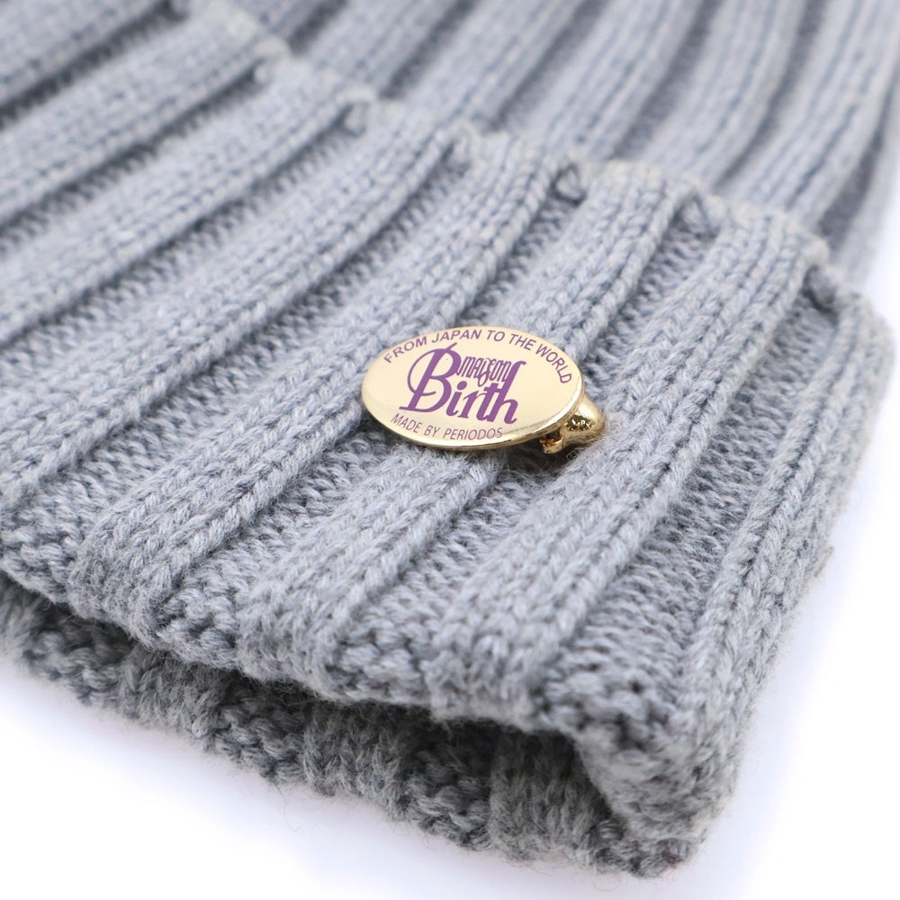 MAISON Birth(メゾンバース) 日本製 リネン混 コットン　リブニット帽 グレー