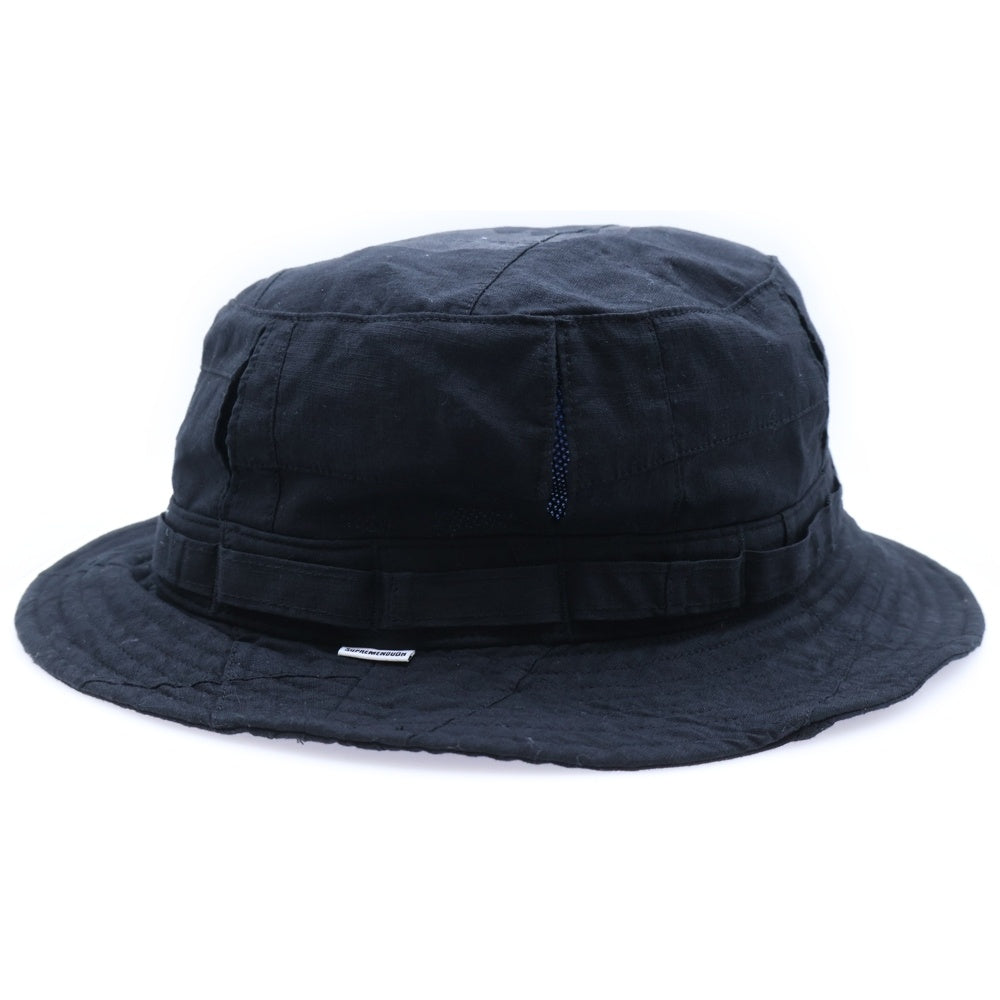 SUPREME(シュプリーム) 25SS ×GOODENOUGH Patchwork Madras Crusher HAT パッチワーク マドラス クラッシュデザイン ロゴデザイン バケットハット 帽子 ブラック