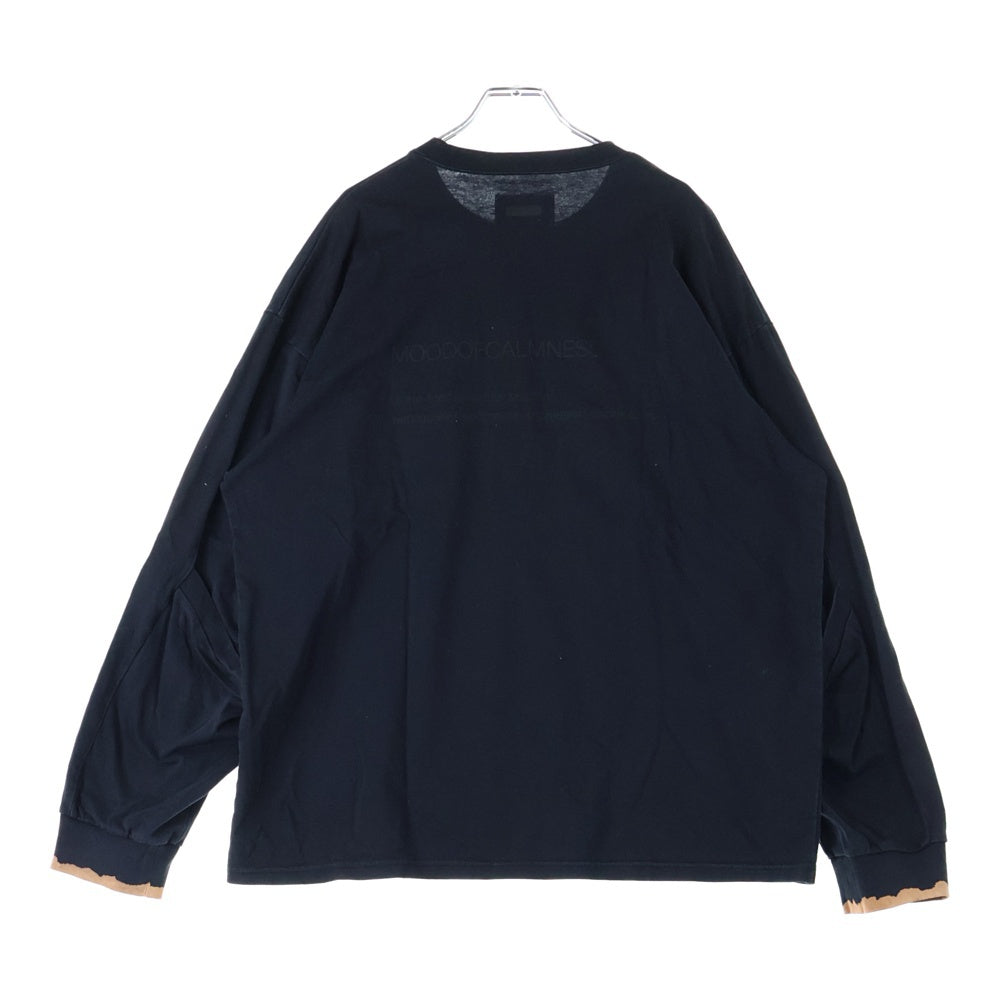 Stein(シュタイン) 胸ポケット ブリーチデザイン クルーネック カットソー 長袖Tシャツ ブラック ST325