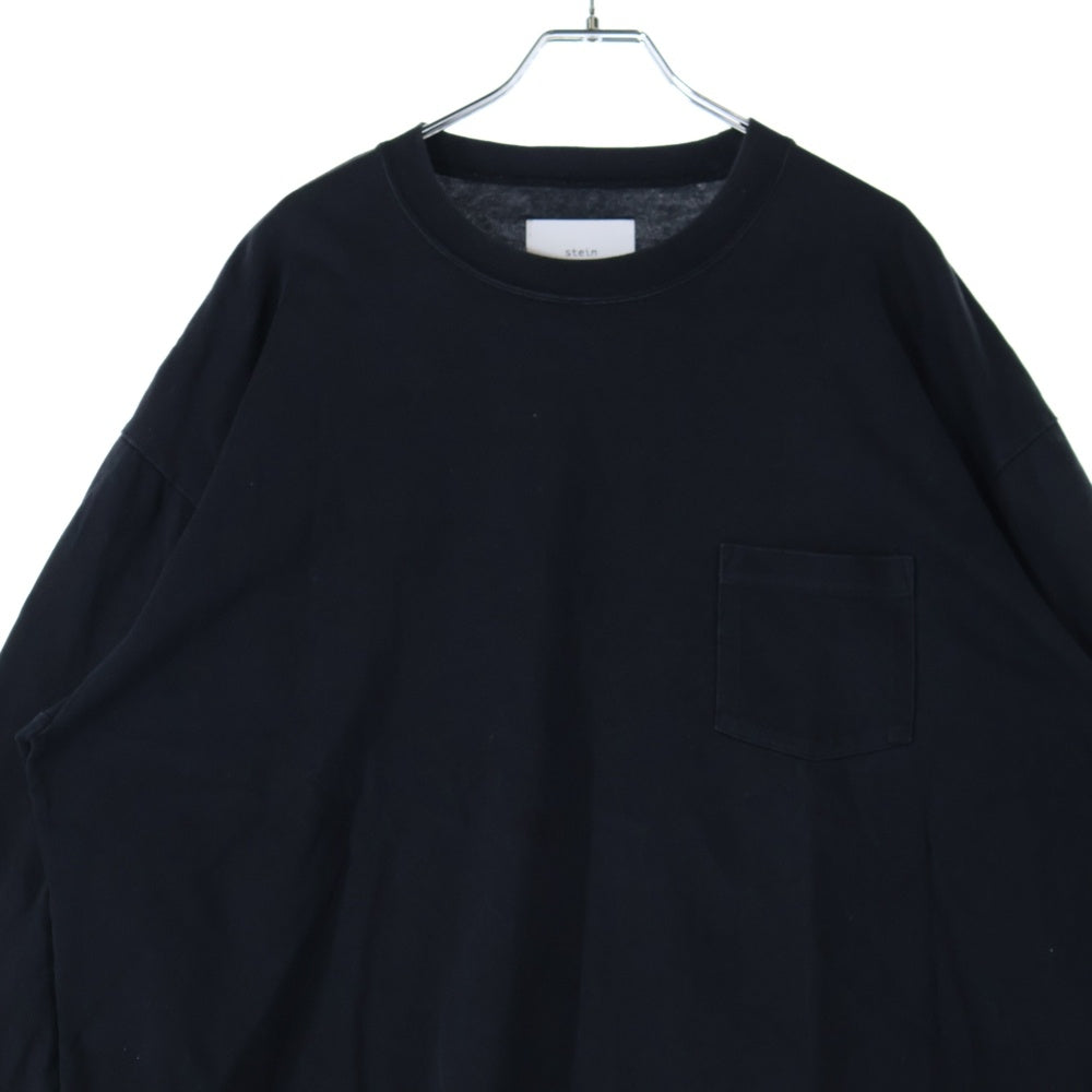 Stein(シュタイン) 胸ポケット ブリーチデザイン クルーネック カットソー 長袖Tシャツ ブラック ST325