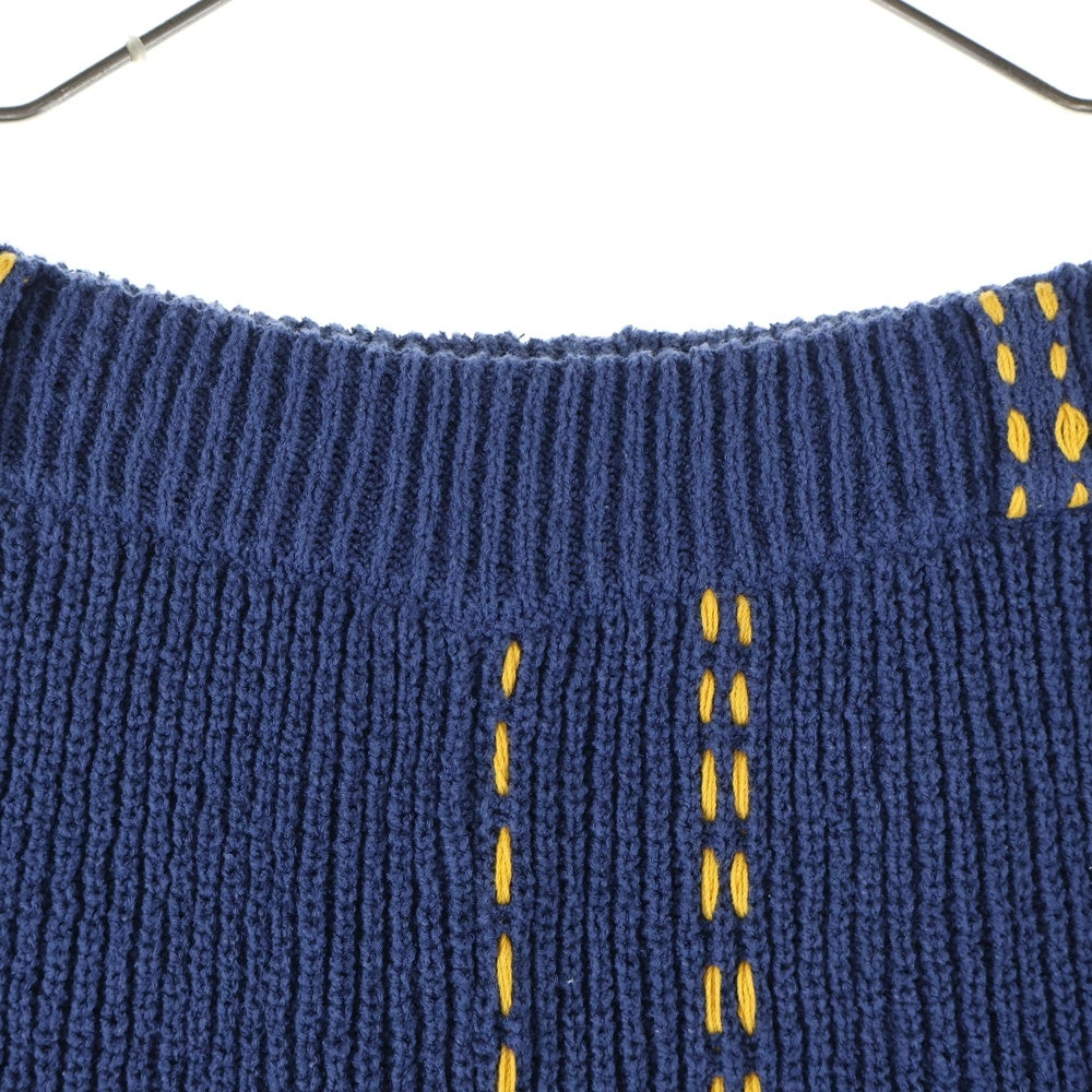 PHINGERIN(フィンガリン) 25SS PG1 BEACH SHORTS ハンドステッチ加工 コットンニットビーチショーツ ハーフパンツ ネイビーPD-251-KN-BT-101