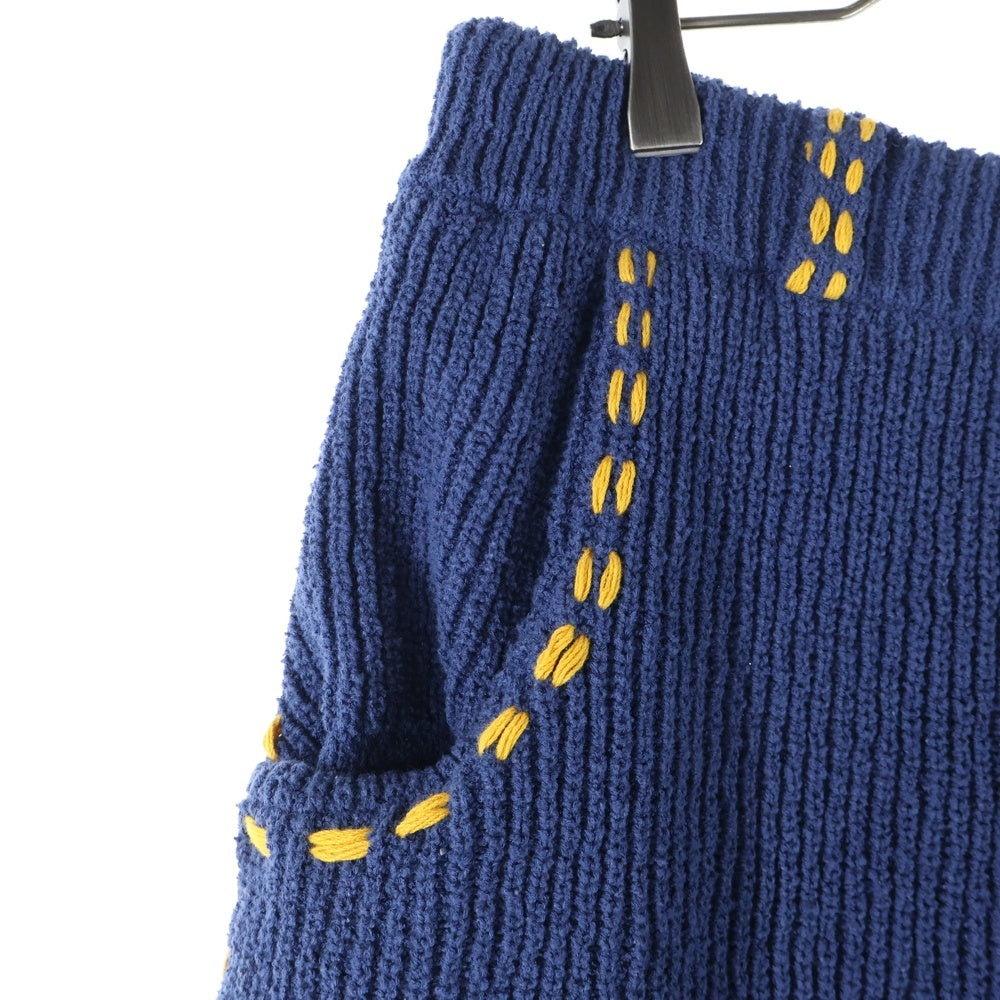 PHINGERIN(フィンガリン) 25SS PG1 BEACH SHORTS ハンドステッチ加工 コットンニットビーチショーツ ハーフパンツ ネイビーPD-251-KN-BT-101