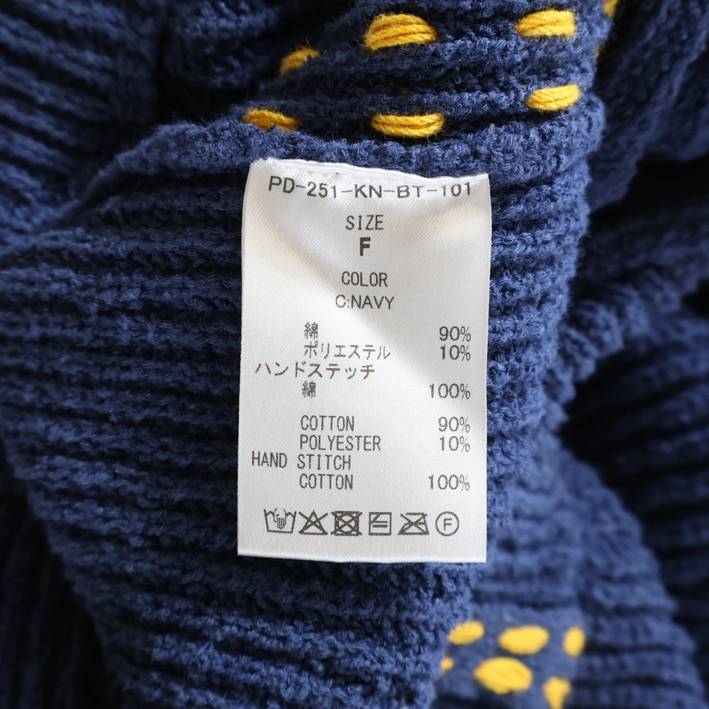 PHINGERIN(フィンガリン) 25SS PG1 BEACH SHORTS ハンドステッチ加工 コットンニットビーチショーツ ハーフパンツ ネイビーPD-251-KN-BT-101