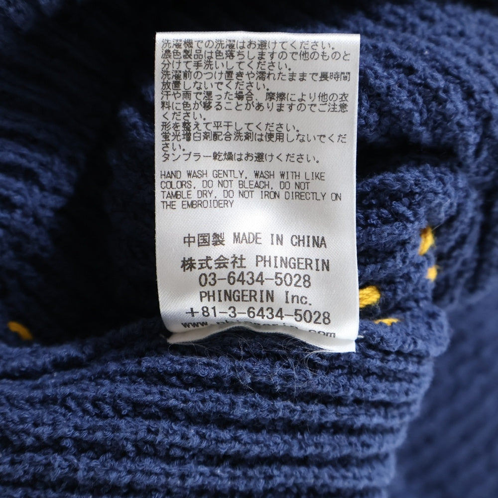 PHINGERIN(フィンガリン) 25SS PG1 BEACH SHORTS ハンドステッチ加工 コットンニットビーチショーツ ハーフパンツ ネイビーPD-251-KN-BT-101