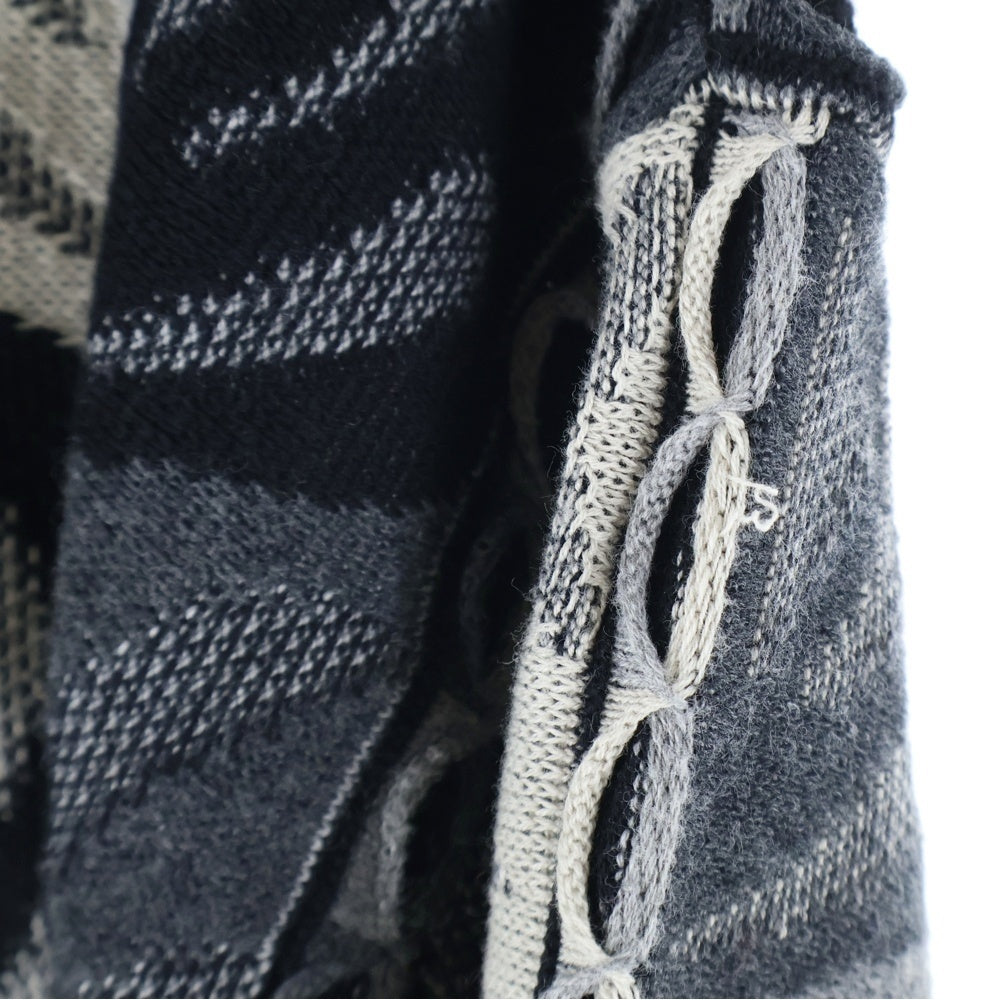 SUPREME(シュプリーム) 22SS Abstract Textured Zip Up Polo アブストラクトテクスチャー ジップアップポロ ニット半袖ポロシャツ グレー/ブラック