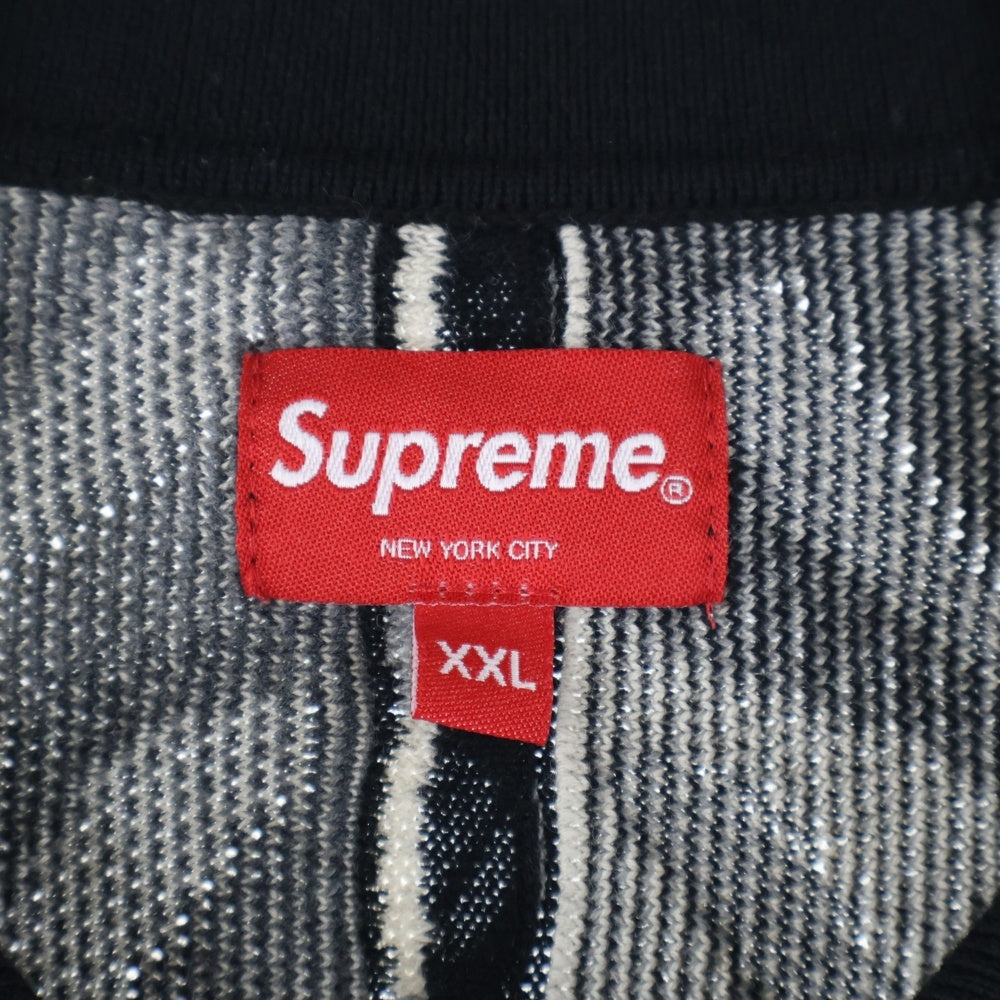 SUPREME(シュプリーム) 22SS Abstract Textured Zip Up Polo アブストラクトテクスチャー ジップアップポロ ニット半袖ポロシャツ グレー/ブラック