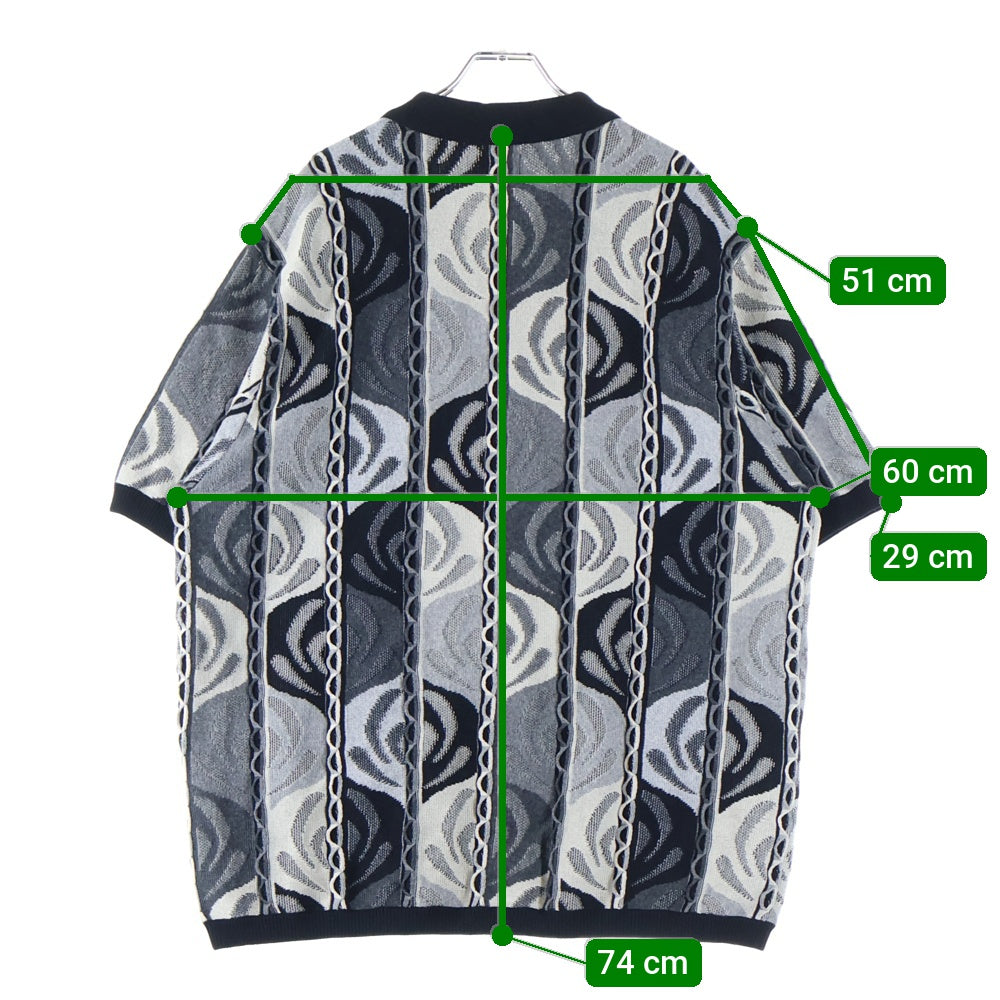 SUPREME(シュプリーム) 22SS Abstract Textured Zip Up Polo アブストラクトテクスチャー ジップアップポロ ニット半袖ポロシャツ グレー/ブラック