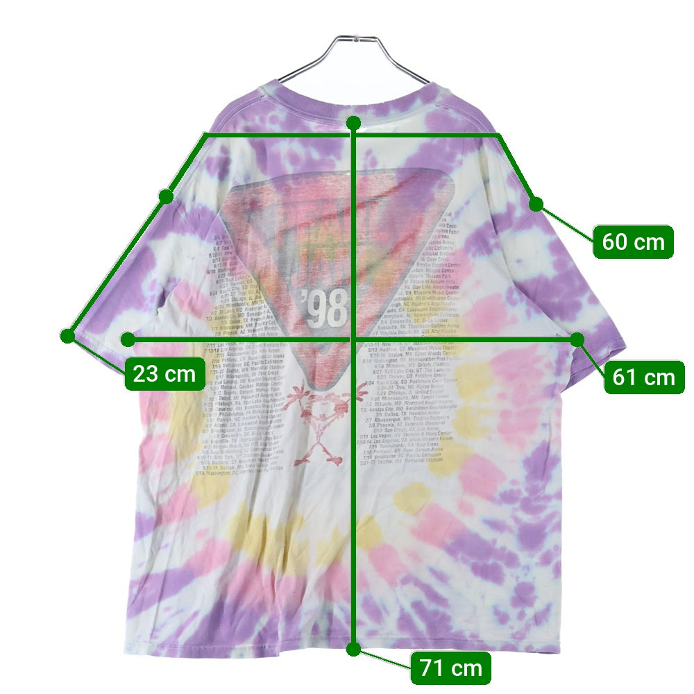 VINTAGE(ヴィンテージ) 90S VINTAGE PEARL JAM YIELD TOUR 1998 TYE DYE TEE ヴィンテージ パールジャム イールドツアー タイダイ フロントプリント半袖Tシャツ マルチカラー