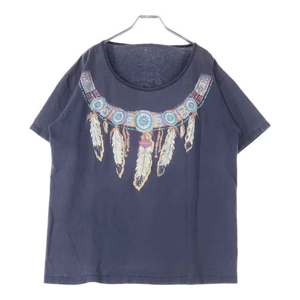 HARLEY DAVIDSON(ハーレーダビッドソン) 90S VINTAGE FEATHER GRAPHIC TEE ヴィンテージ フロントフェザーグラフィック Tシャツ 半袖クルーネックカットソー ブラック