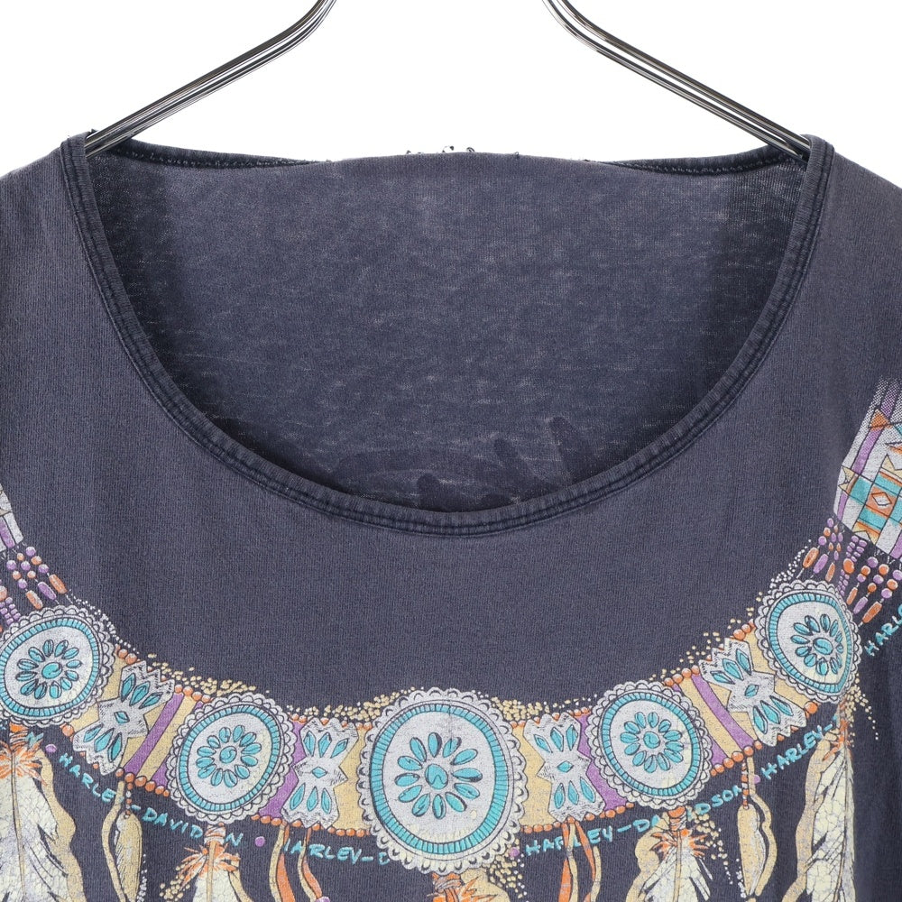 HARLEY DAVIDSON(ハーレーダビッドソン) 90S VINTAGE FEATHER GRAPHIC TEE ヴィンテージ フロントフェザーグラフィック Tシャツ 半袖クルーネックカットソー ブラック