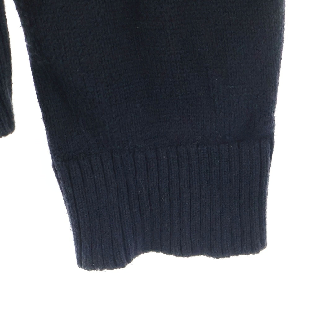 BURBERRY BLACK LABEL(バーバリー ブラックレーベル) ロゴエンブロイダリー ハイネック ジップアップ ニット セーター ブラック