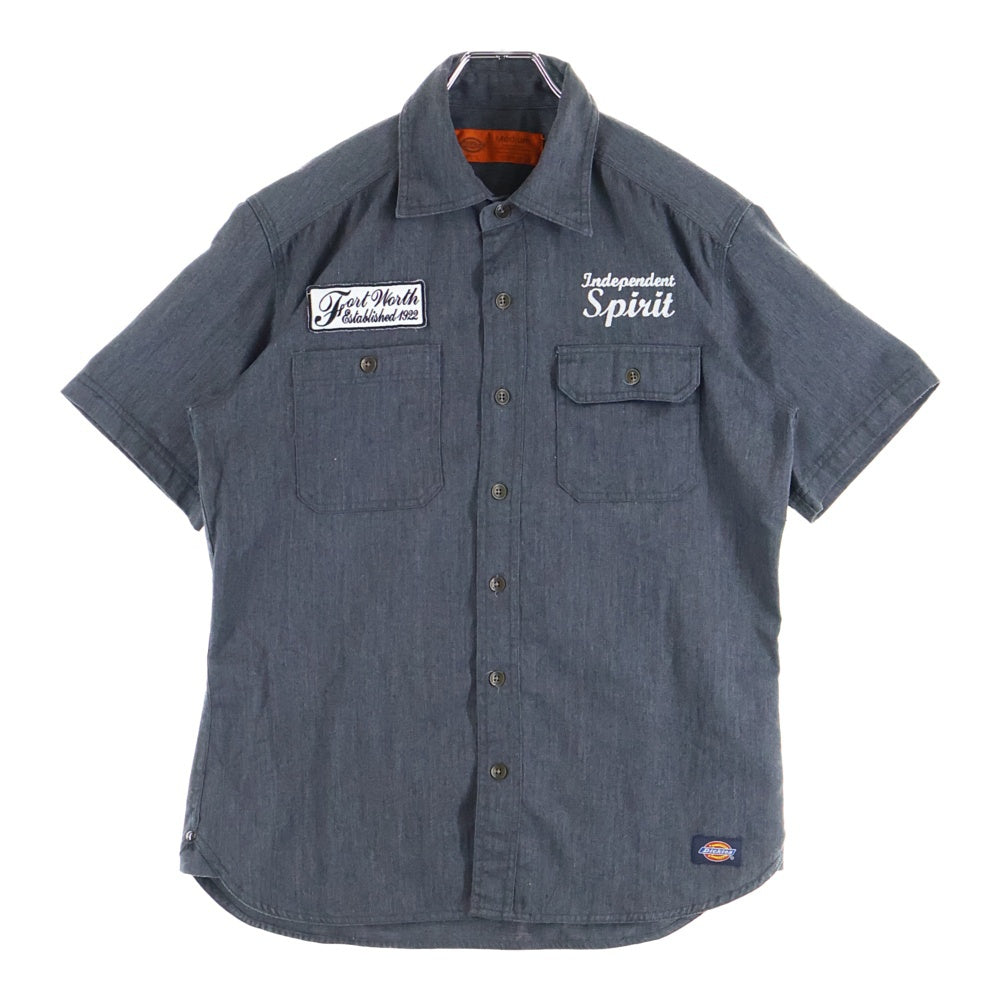 Dickies(ディッキーズ) フロントエンブロイダリー 半袖 ワークシャツ グレー