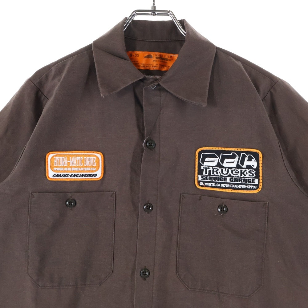REDKAP(レッドキャップ) フロントワッペン 半袖 ワークシャツ ブラウン