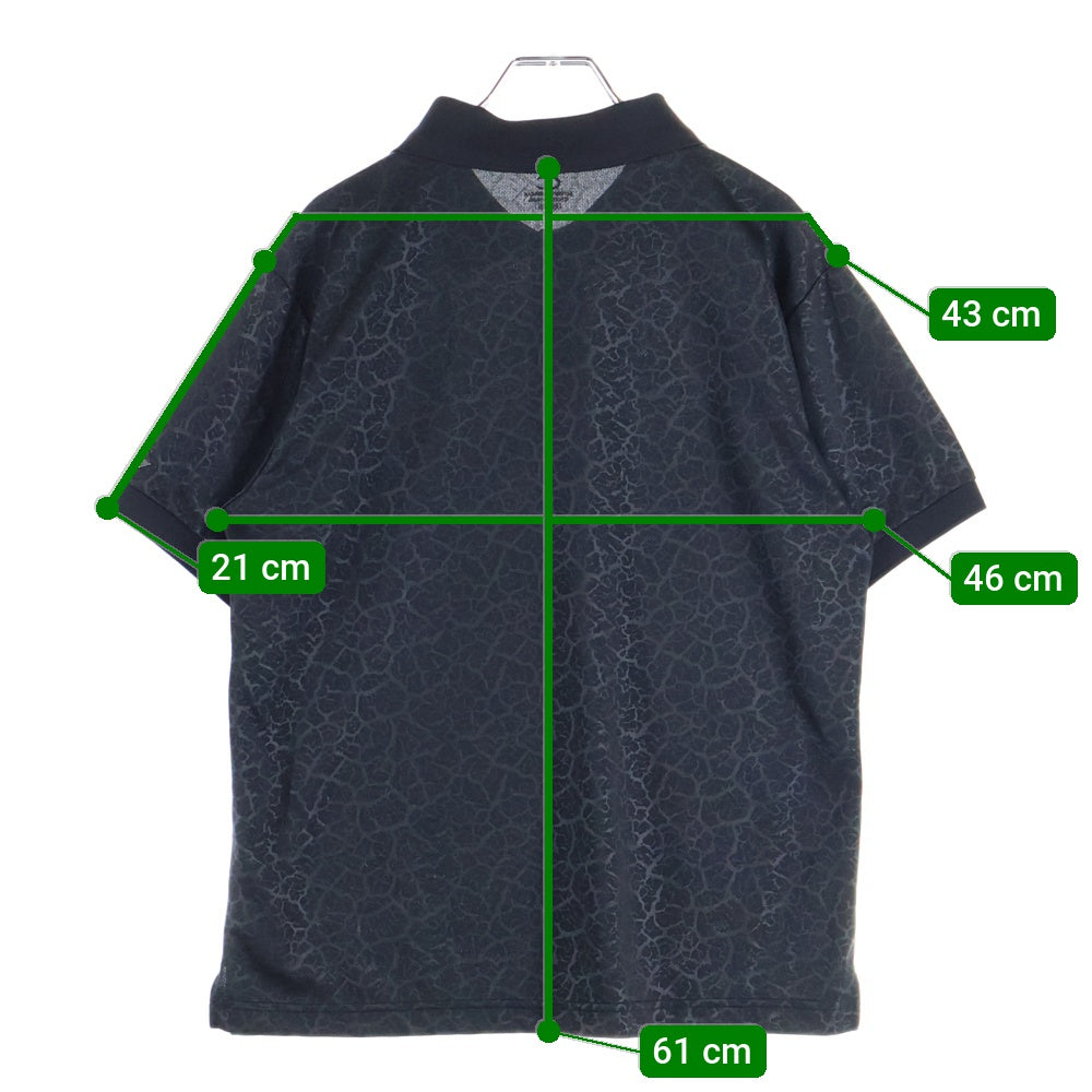 CHAMPION(チャンピオン) 総柄 フロントロゴエンブロイダリー 半袖 ポロシャツ ブラック