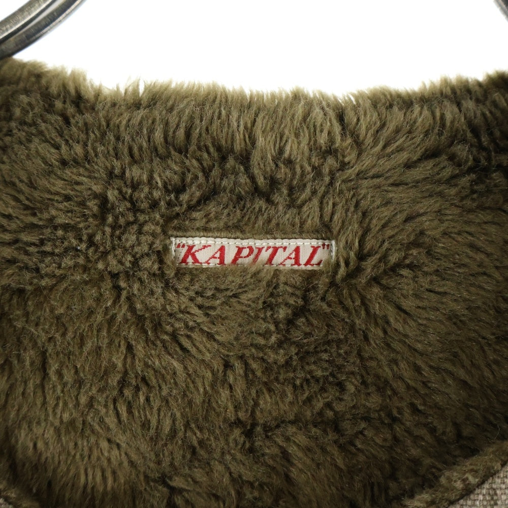 KAPITAL(キャピタル) 日本製 裏ボア コットン 5Bベスト カーキ
