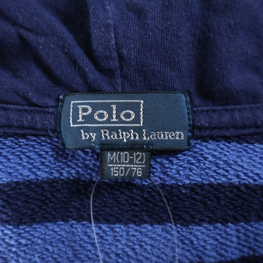 POLO RALPH LAUREN(ポロラルフローレン) スモールポニー刺繍 ボーダー スウェット ジップアップパーカー ブルー レディース