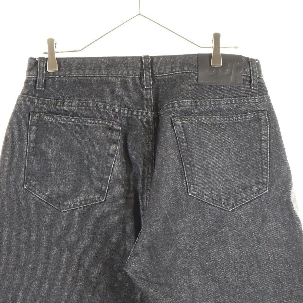 SUPREME(シュプリーム) 22SS Inset Logo Denim インセットロゴ ボタンフライ ワイド デニム パンツ ブラック
