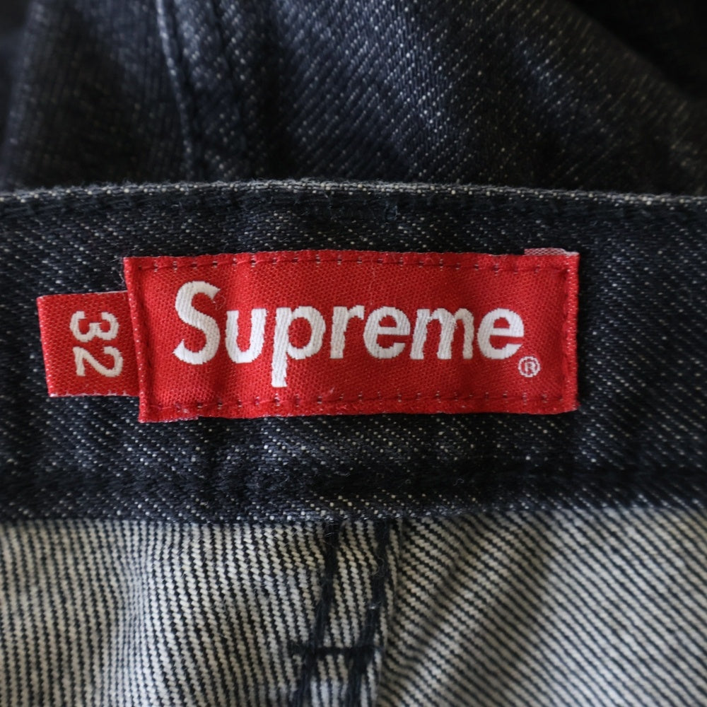 SUPREME(シュプリーム) 22SS Inset Logo Denim インセットロゴ ボタンフライ ワイド デニム パンツ ブラック