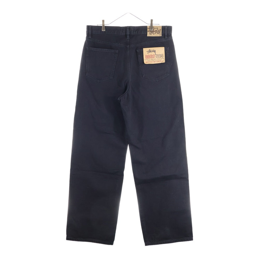 STUSSY(ステューシー) REALXED JEAN DENIM ボタンフライ リラックスド ワイド バギー デニム パンツ ブラック