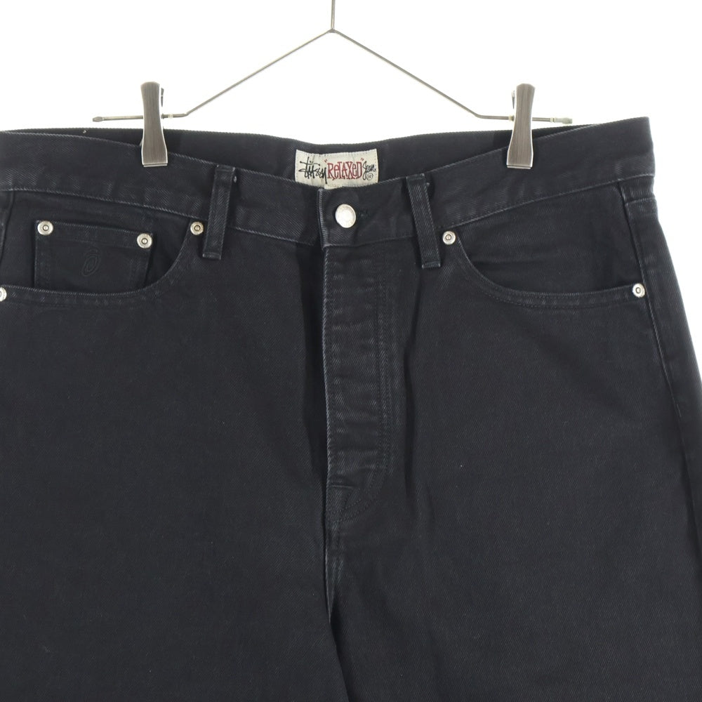 STUSSY(ステューシー) REALXED JEAN DENIM ボタンフライ リラックスド ワイド バギー デニム パンツ ブラック