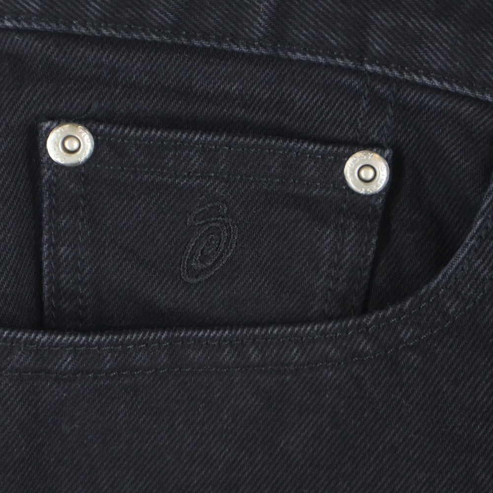 STUSSY(ステューシー) REALXED JEAN DENIM ボタンフライ リラックスド ワイド バギー デニム パンツ ブラック